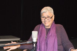 Pamela Mordecai sits in CITL's production studio during her visit in March 2015.