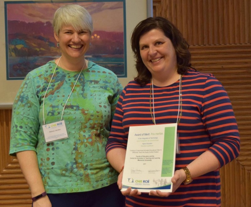 CITL's Ruth Hickey (right), manager of learning development and design, shown with Melissa Jakubec, CNIE board president.